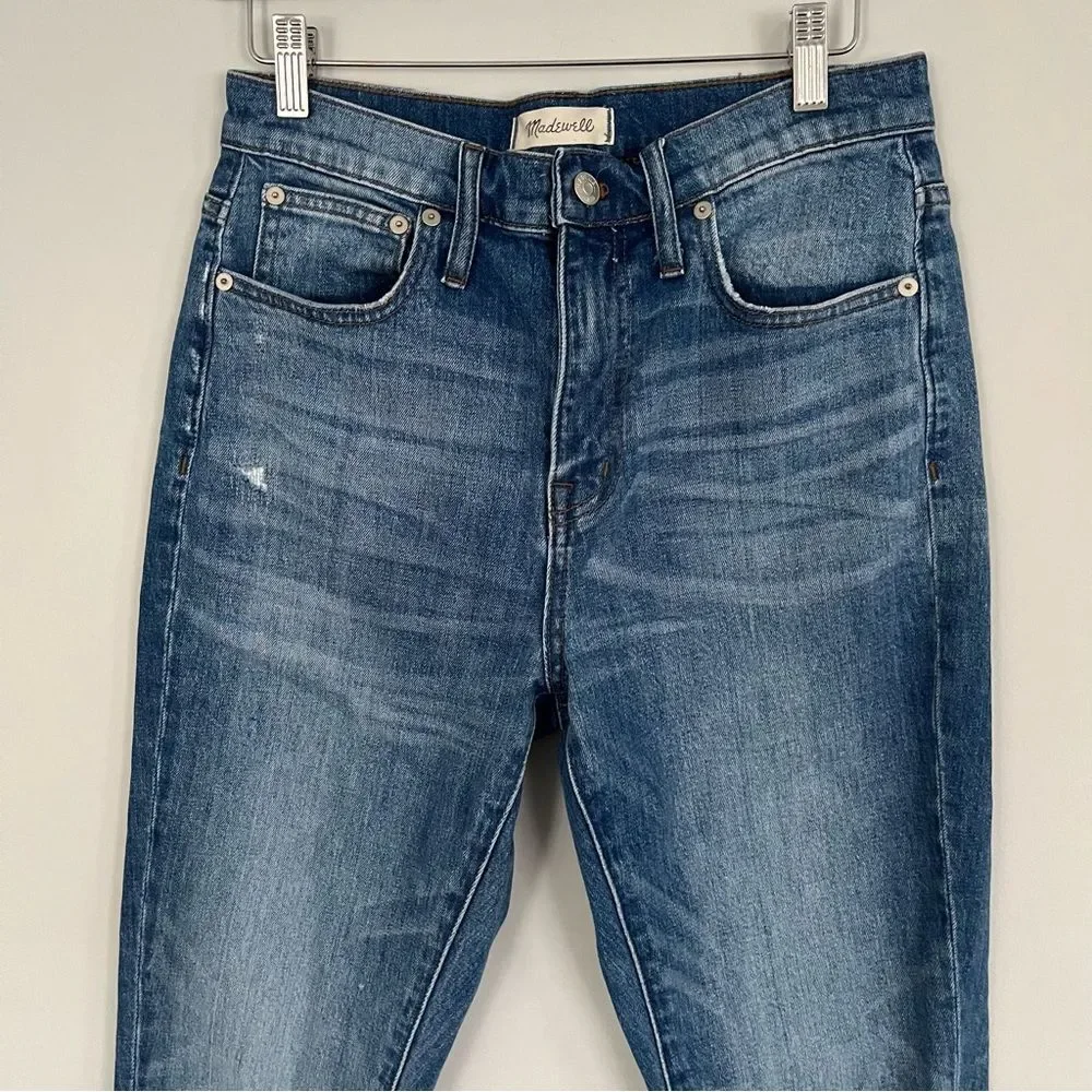 Madewell The High Rise Slim Boyjean Distressed Raw Hem, Size 26